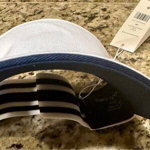 Tory Burch Women’s Performance Embroidered Visor - White Cotton Canvas